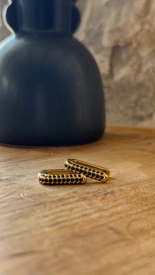 Boucles d'oreilles Black Strass